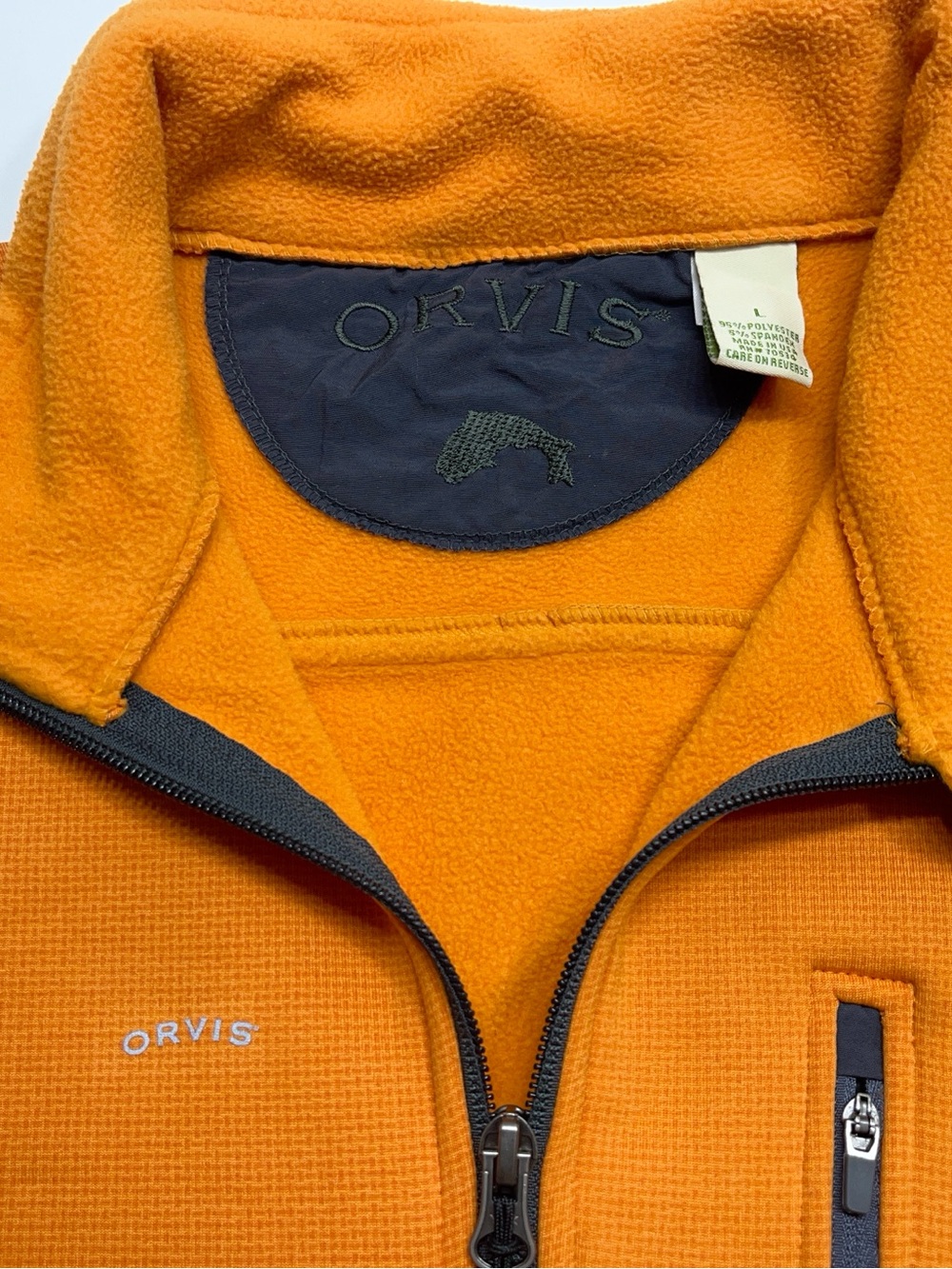 Orvis Full Zip Fleece Lined Jacket Mens Size Large Mock Neck Zip Pocket Fishing - Picture 12 of 12